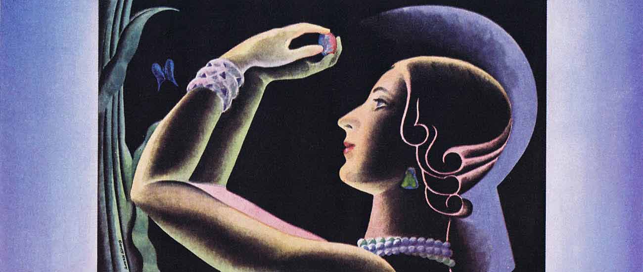 Art Deco Illustration of Lady Wearing Jewelry